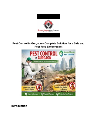 Pest Control in Gurgaon – Complete Solution for a Safe and Pest-Free Environment