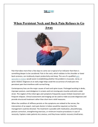 When Persistent Neck and Back Pain Refuses to Go Away