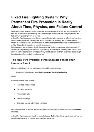 Fixed Fire Fighting System