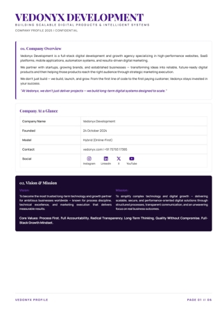 VEDONYX COMPANY PROFILE