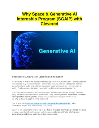 Why Space & Generative AI Internship Program (SGAIP) with Clevered