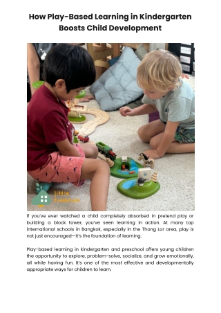 How Play-Based Learning in Kindergarten Boosts Child Development