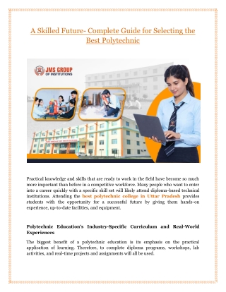 A Skilled Future: Complete Guide for Selecting the Best Polytechnic