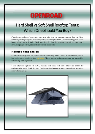 Hard Shell vs Soft Shell Rooftop Tents  Which One Should You Buy?