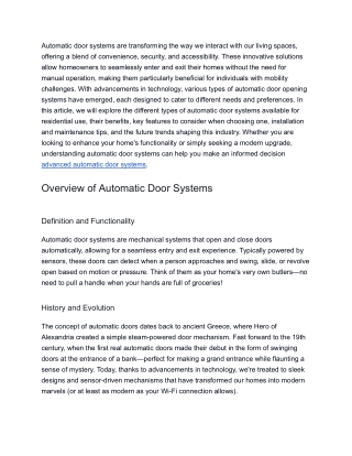 Automatic door systems – Automatic door opening system for home