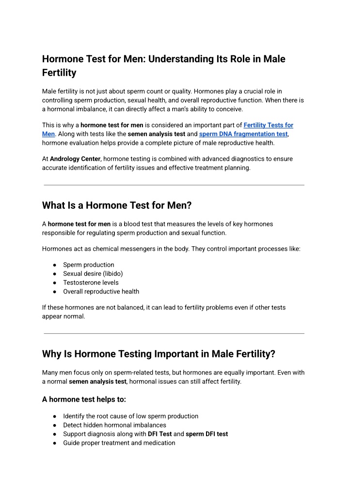 Man Testing PPT - Hormone Test for Men_ Understanding Its Role in Male Fertility ...