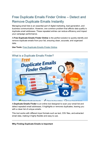 Find Duplicate Emails Online – Fast & Accurate Email Checker