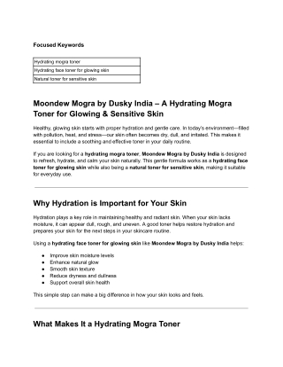 Moondew Mogra by Dusky India – A Hydrating Mogra Toner for Glowing & Sensitive Skin