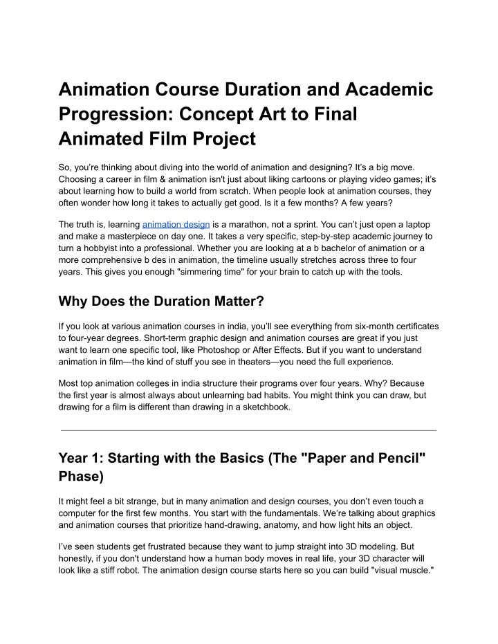 Study Objectives Animation PPT - Animation Course Duration and Academic Progression: Concept Art ...