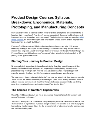 Product Design Courses Syllabus Breakdown: Ergonomics, Materials, Prototyping