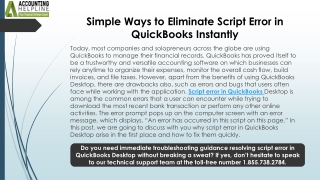 Step-by-Step Solutions for Script Error in QuickBooks