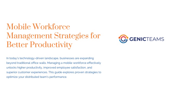 PPT - Mobile Workforce Management Strategies for Better Productivity ...