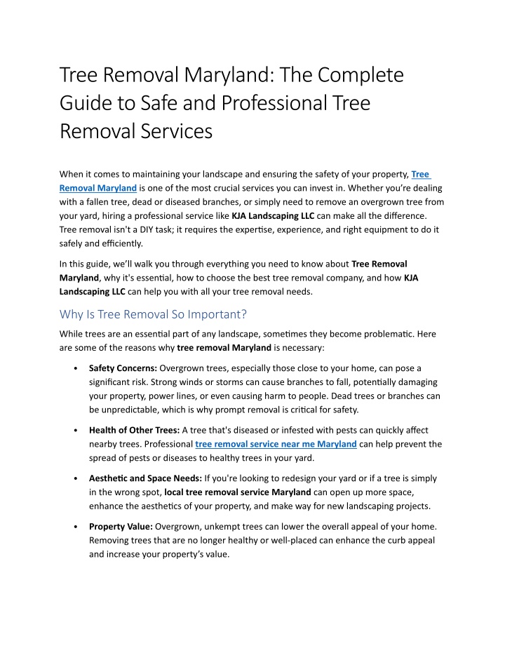 PPT - 1- Tree Removal Maryland The Complete Guide to Safe and ...