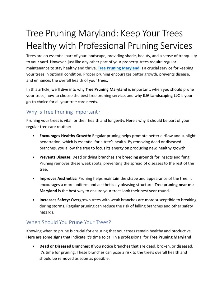 PPT - 3- Tree Pruning Maryland Keep Your Trees Healthy with ...