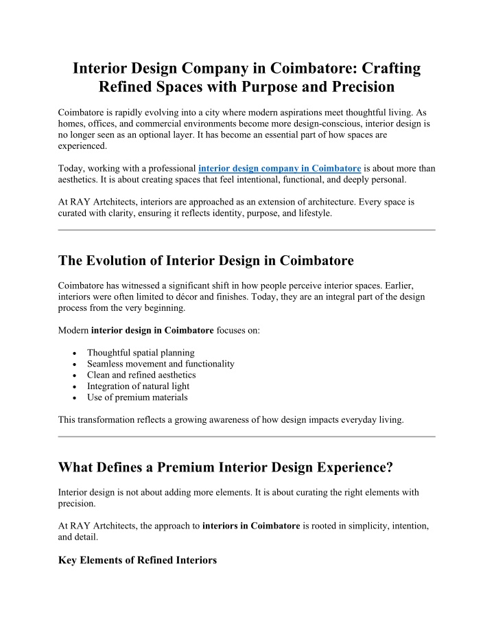 PPT - Interior Design Company in Coimbatore - Crafting Refined Spaces ...