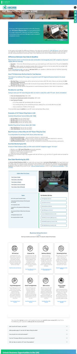 VAT Return Filing Due Date in UAE – Deadlines, Rules & Penalties