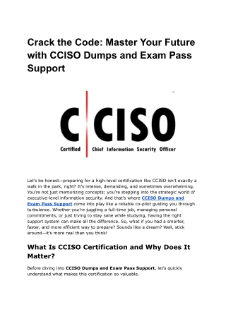 Crack the Code_ Master Your Future with CCISO Dumps and Exam Pass Support