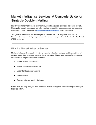 Market Intelligence Services Guide: Strategy, GTM & Business Growth