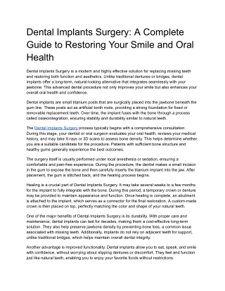 Dental Implants Surgery: Restore Your Smile Permanently