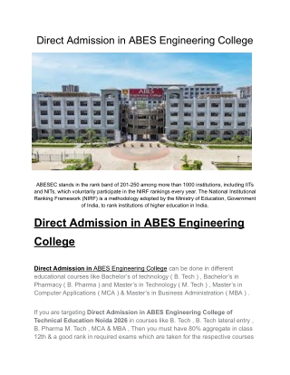 PPT - Direct Admission in ABES Engineering College PowerPoint ...