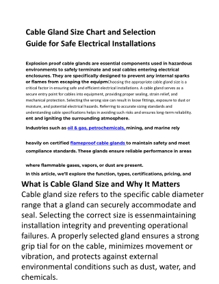 Exgrip is a trusted name in explosion-proof cable glands and components, supply