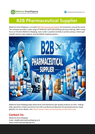 B2B Pharmaceutical Supplier