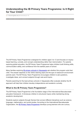 Understanding the IB Primary Years Programme: Is It Right for Your Child?