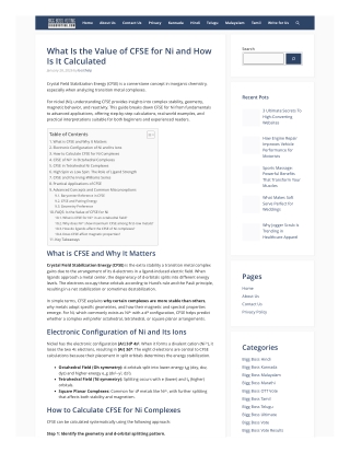What Is the Value of CFSE for Ni and How Is It Calculated