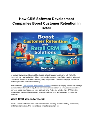 How CRM Software Development Companies Boost Customer Retention in Retail