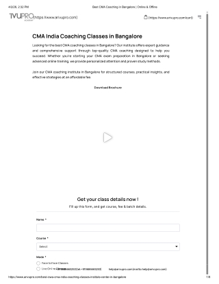 Best CMA Coaching in Bangalore _ Online & Offline
