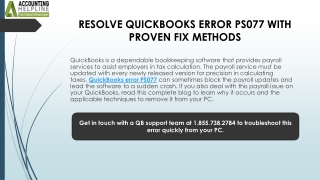 Effective Solutions to Fix QuickBooks Error PS077