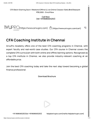 CFA Course in Chennai _ Best CFA Coaching Classes – ArivuPro