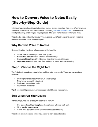 How to Convert Voice to Notes Easily (Step-by-Step Guide)