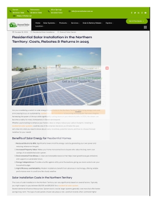 Residential Solar Installation in the Northern Territory - Costs, Rebates & Returns in 2025