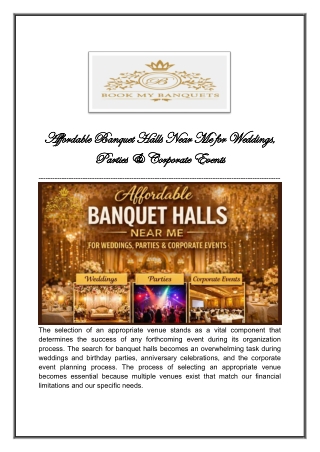 Affordable Banquet Halls Near Me for Weddings - BookMyBanquets