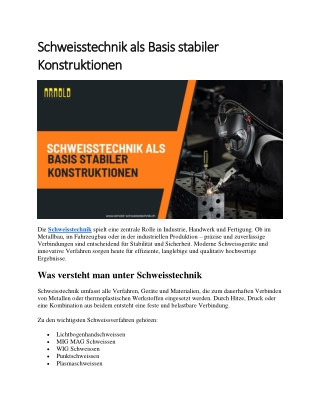 Schweisstechnik als Basis stabiler Konstruktionen