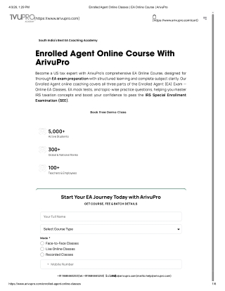 Enrolled Agent Online Classes _ EA Online Course _ ArivuPro