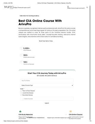 Online CIA Exam Preparation _ CIA Online Classes _ ArivuPro