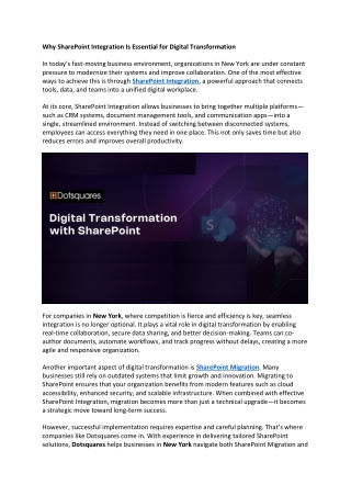Why SharePoint Integration Is Essential for Digital Transformation