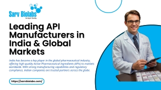 Leading API Manufacturers in India and Global Markets | Sarv Biolabs