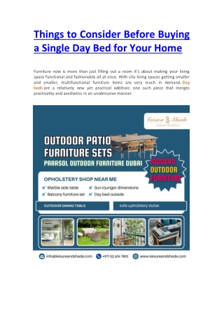 Things to Consider Before Buying a Single Day Bed for Your Home