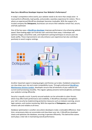 how can a wordpress developer improve your