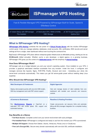 ISPmanager VPS Hosting BigCloudy – Complete Guide 2026
