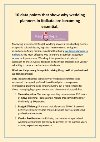 10 data points that show why wedding planners in Kolkata are becoming essential.