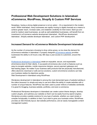 Professional Web Development Solutions in Islamabad
