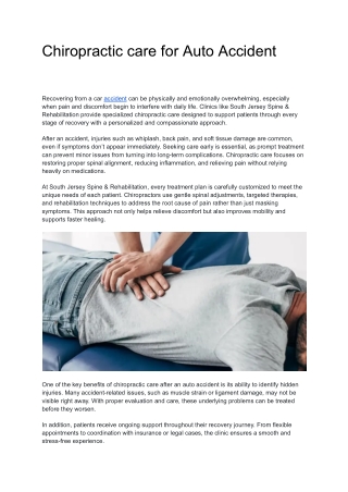 chiropractic care for auto accident
