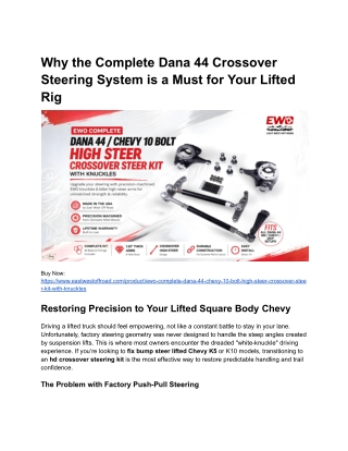Complete Dana 44 & Chevy 10 Bolt High Steer Crossover Kit