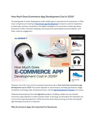 How Much Does Ecommerce App Development Cost in 2026