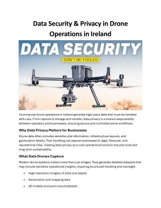 Data Security & Privacy in Drone Operations in Ireland