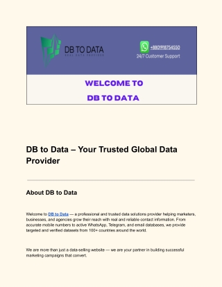 DB to Data – Your Trusted Global Data Provider